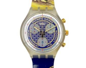 1995 Swatch Chrono LONDON 1948 SCZ102 - unworn mint condition - 37mm