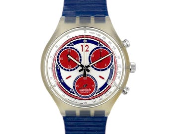 新品 : ヴィンテージ 1994 スウォッチ クロノ INSPYRAL SCG102 - 未