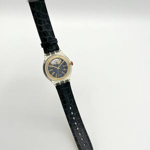 1993 Swatch Automatic NACHTIGALL SAK104 Vintage Swiss Mechanical Watch Black Blue Retro 90s image 3