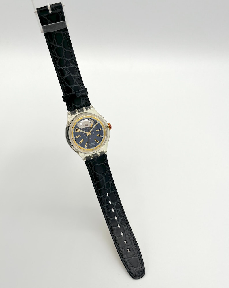 1993 Swatch Automatic NACHTIGALL SAK104 Vintage Swiss Mechanical Watch Black Blue Retro 90s image 3