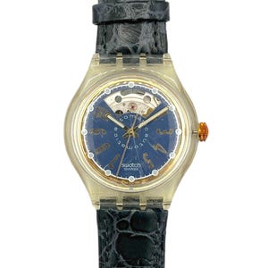1993 Swatch Automatic NACHTIGALL SAK104 Vintage Swiss Mechanical Watch Black Blue Retro 90s image 1