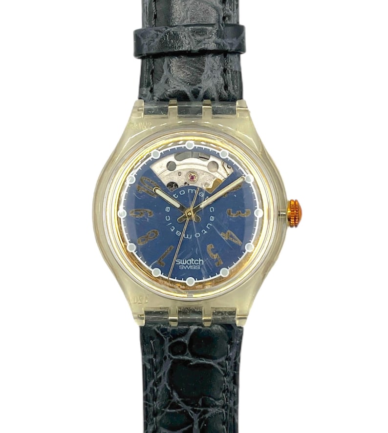 1993 Swatch Automatic NACHTIGALL SAK104 Vintage Swiss Mechanical Watch Black Blue Retro 90s image 1