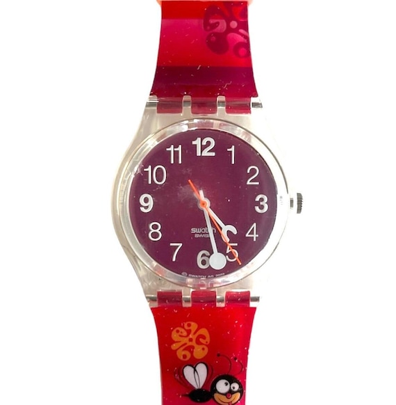 Swatch Watch - GE100 - BUZZIN\' AROUND 2003 Swatch GE100 BUZZIN AROUND Watch | Vintage Red Swatch  main image 2