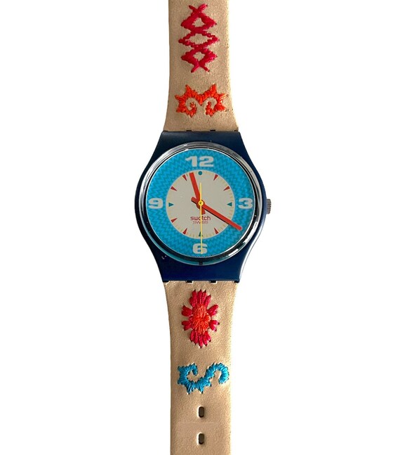 Vintage 1993 Swatch Gent CANCUN GN126 perfecto estado sin usar bateria nueva 34 mm de diametro correa de cuero nuevo en caja Etsy Mexico