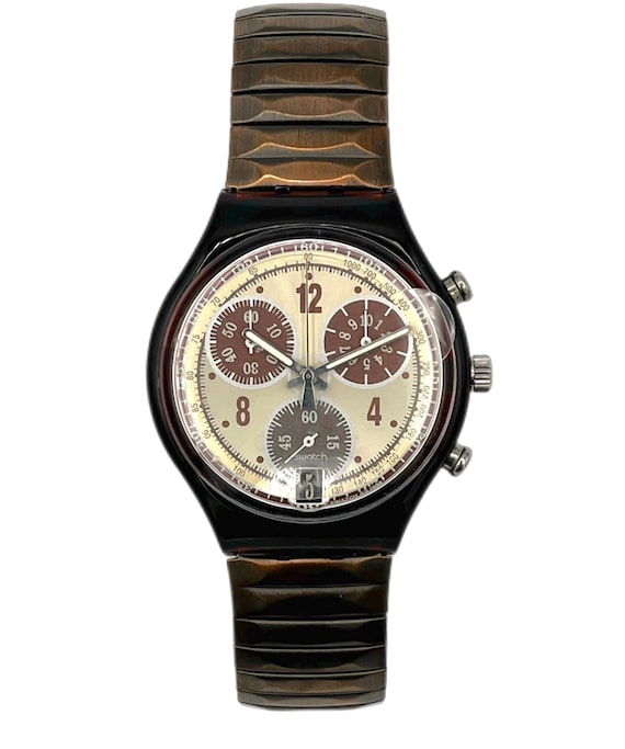 1997 Swatch Chrono BROWNBRUSHED SCR400A - Never Removed From Its