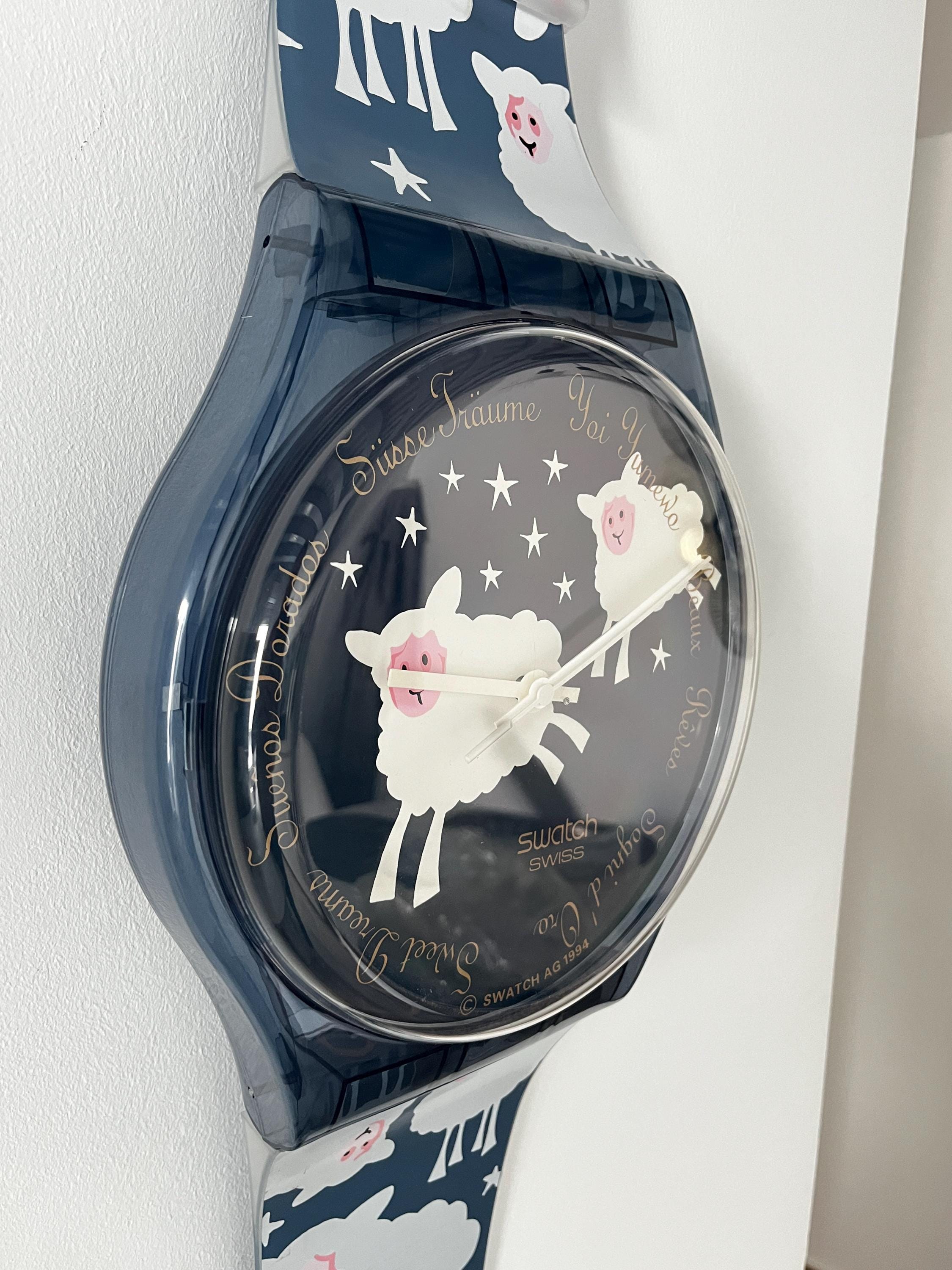 Rare 1995 Swatch Maxi Wall Clock BLACK SHEEP MGN150 - New in Box
