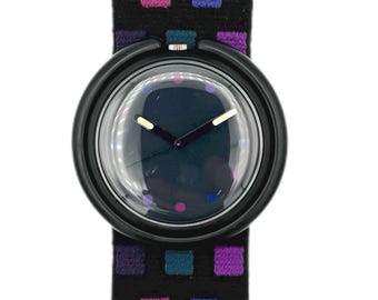 Reloj Swatch Pop CHECKS PWB172 de 1992 - nuevo en caja - regalo retro perfecto - 39 mm de diámetro