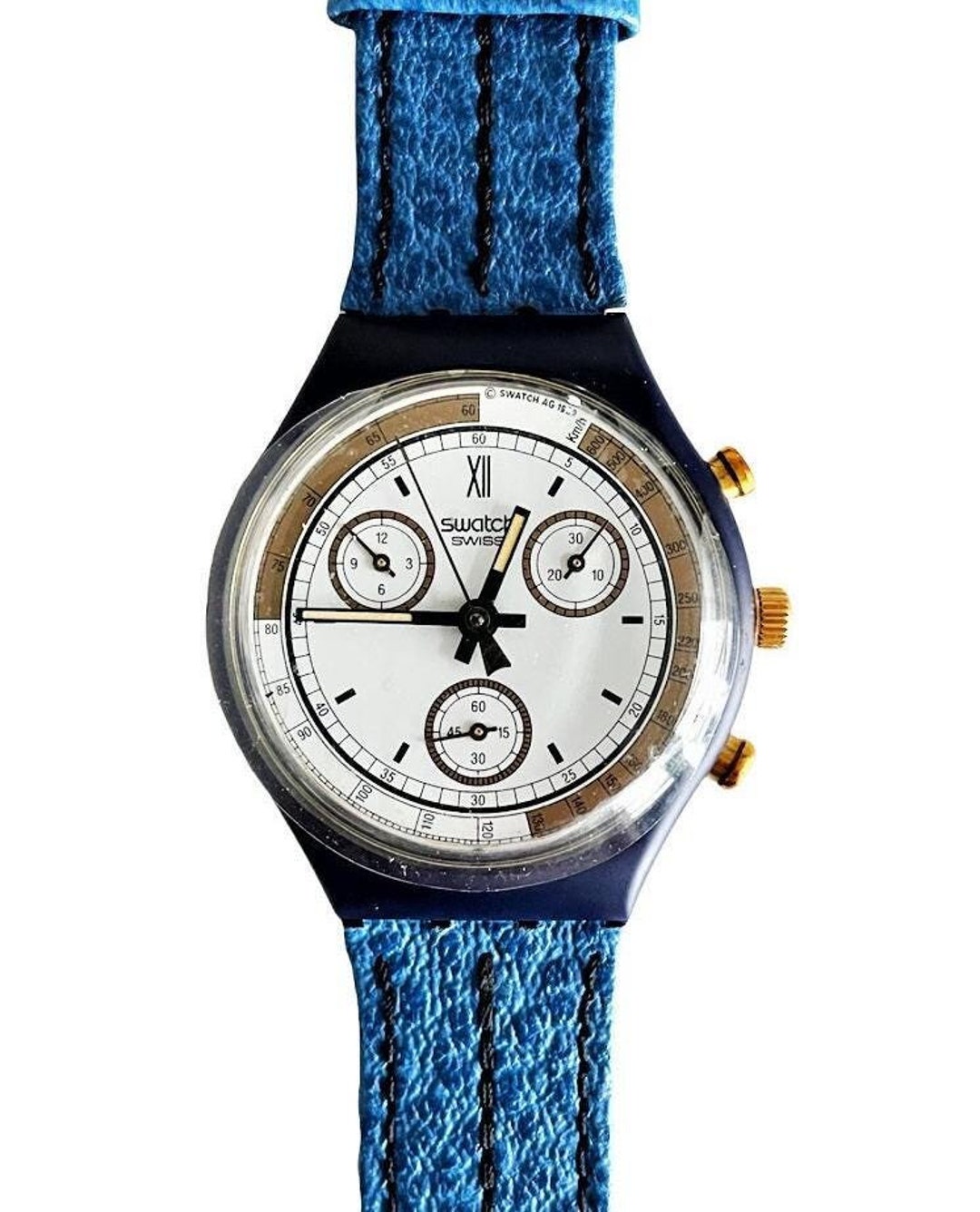 美品！SWATCH クロノグラフ 青 日本未発売 ビンテージ「Skipper」 美品！SWATCH クロノグラフ 青 日本未発売 ビンテージ「Skipper