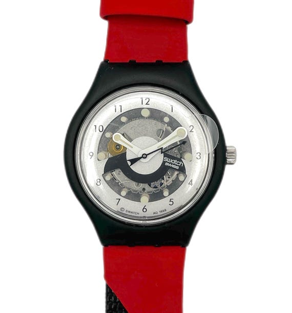 Vintage 1999 Swatch Autoquarz Generator Red STZ100D Automatic