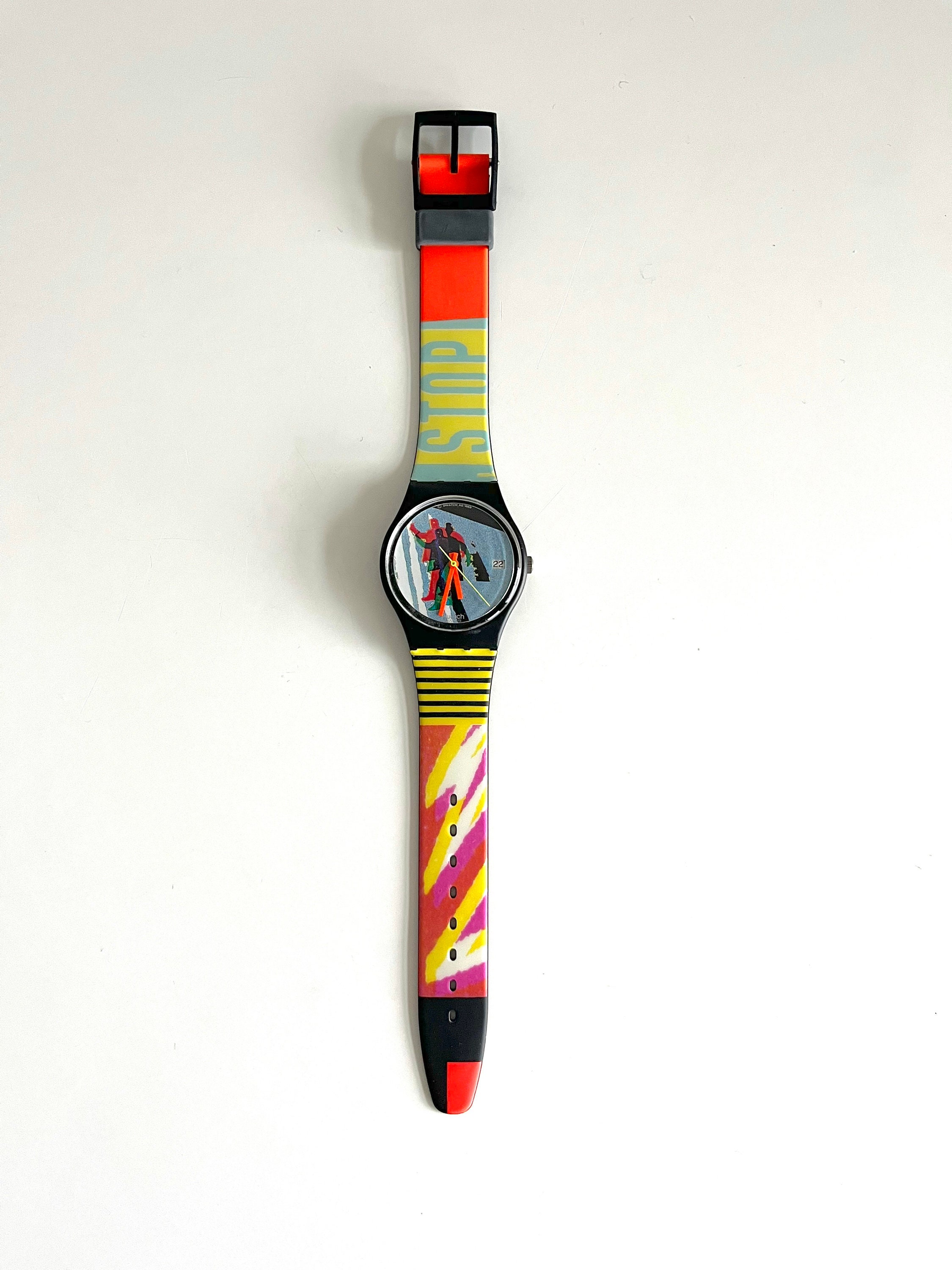 Vintage 1989 Vintage Swatch Gent Standard TAXI STOP GB410 - Unworn 