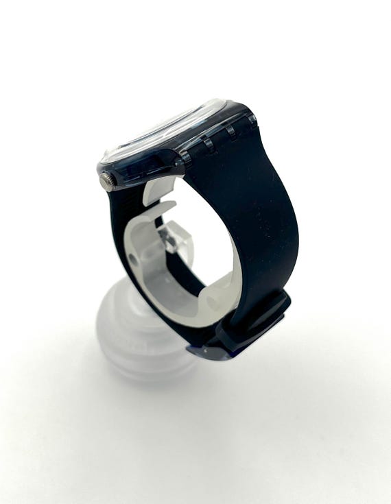 Swatch Watch - SUON134 - BLUESPARKLES Swatch Female Watch, Transparent Case, Silicone Strap, Blue  main image 3