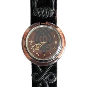 Vintage 1995 Midi Pop Swatch SMOOTH VELVET PMB102 - new in box - mint condition - new battery installed - 32mm diameter