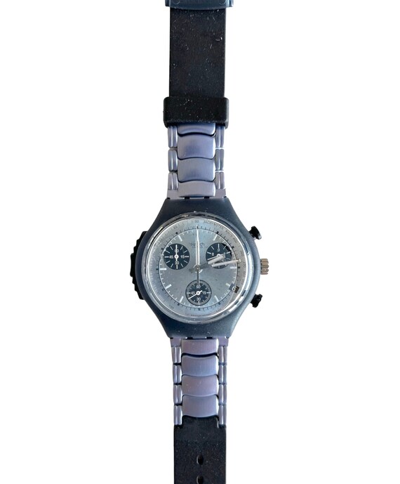 Vintage 1999 Swatch Chrono Alarm TEAMWORK SOI402 Mint Condition Running With New Battery 38mm New in Box Etsy Canada