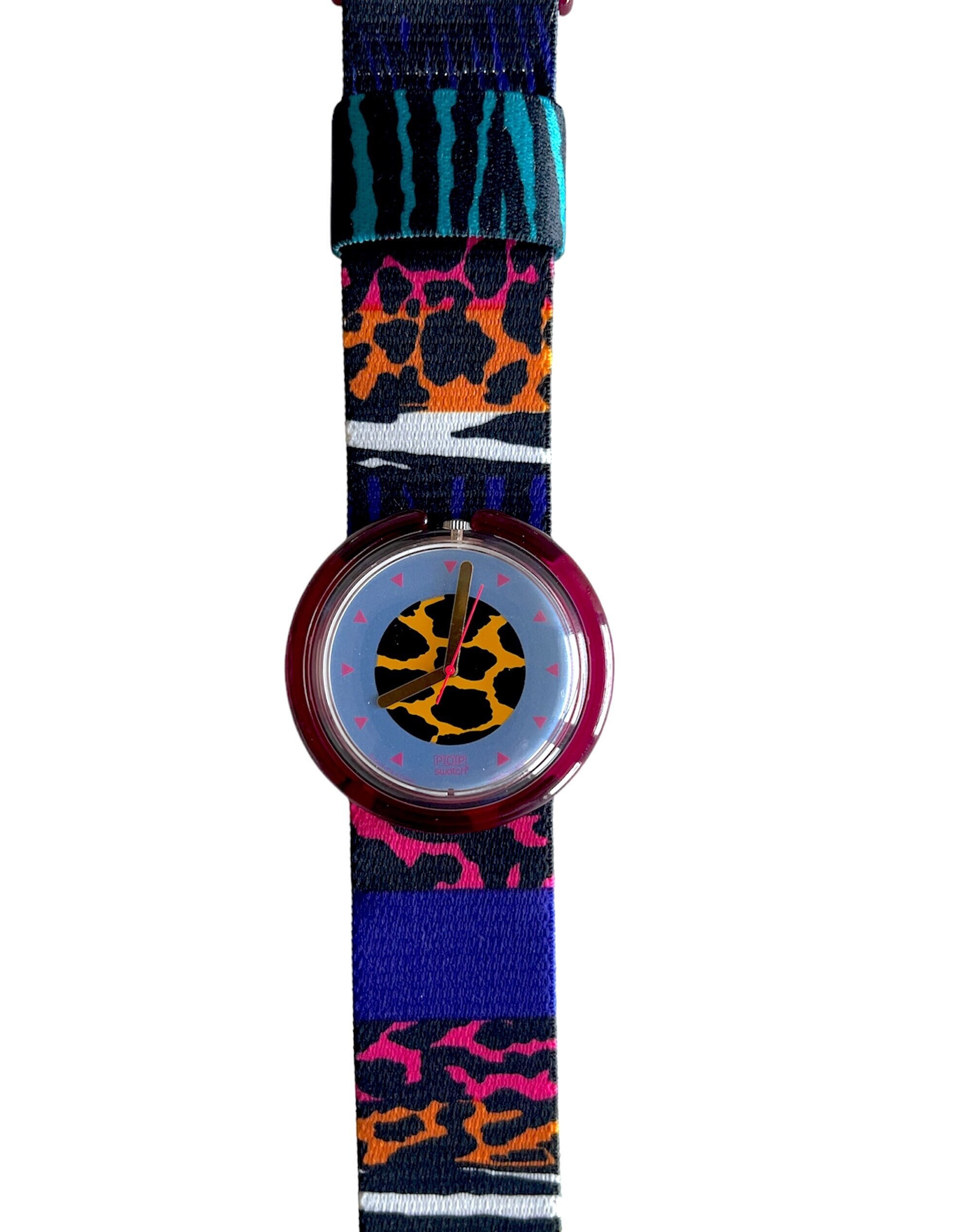 Pop Swatch Watch - 1990 Jungle Roar PWK 135 1990 Green Swatch Pop Watch for Women and Men, Vintage 90s  main image 4