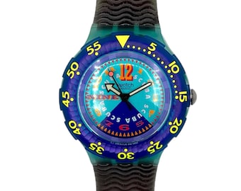 1993 Swatch Scuba200 BERMUDA TRIANGLE SDN106 - ny i låda vintage schweizisk dykarklocka - 37mm