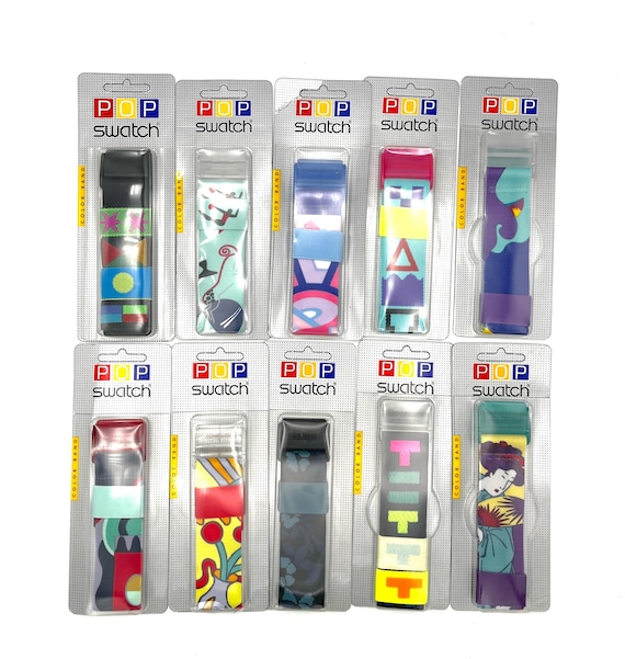Molti diversi rari braccialetti vintage POP SWATCH degli anni '90