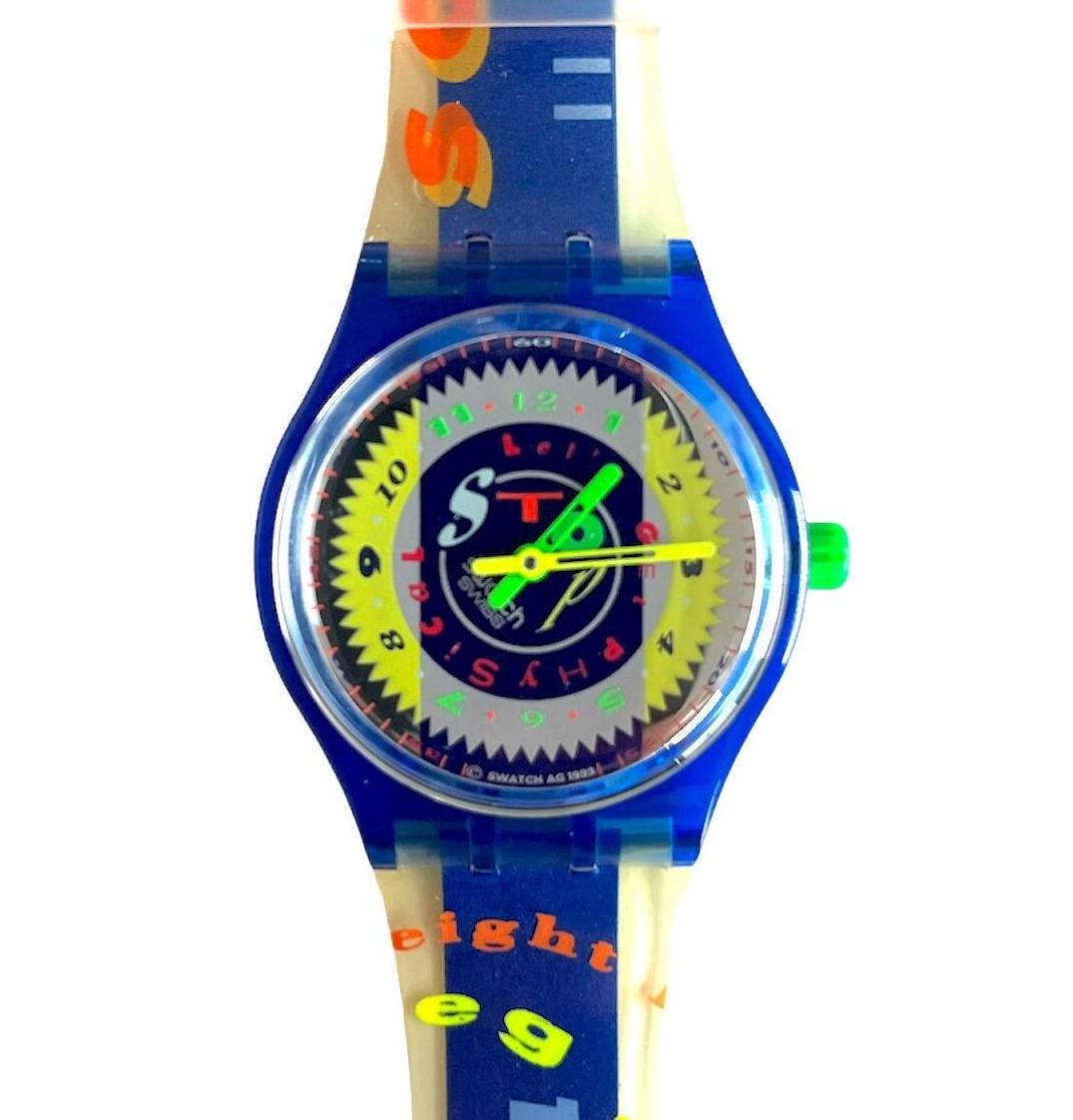 Swatch Stop-Watch vintage del 1994 TIME CUP SSN101 - mai indossato - nuovo in scatola - quadrante 34 mm - nuova batteria installata