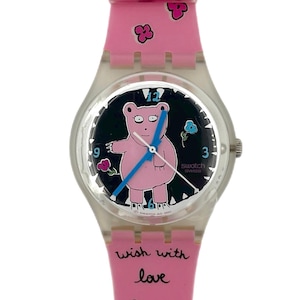 Vintage 2002 Swatch Gent PIGGY The Bear GK367 - mint unworn condition - new battery installed - 34mm