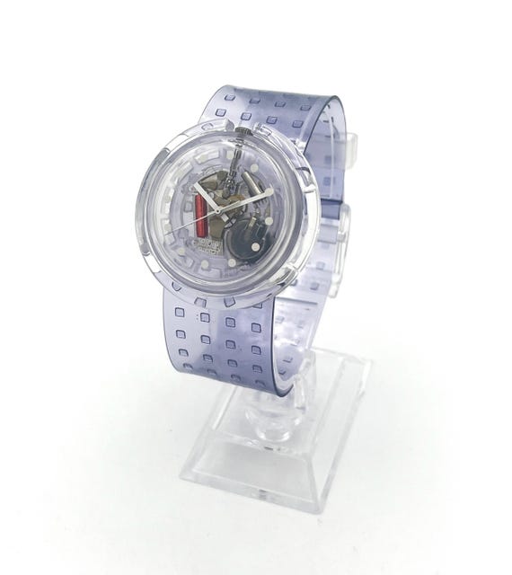 1997 Swatch Midi Pop JANET PMV101 Vintage Swiss Watch Blue