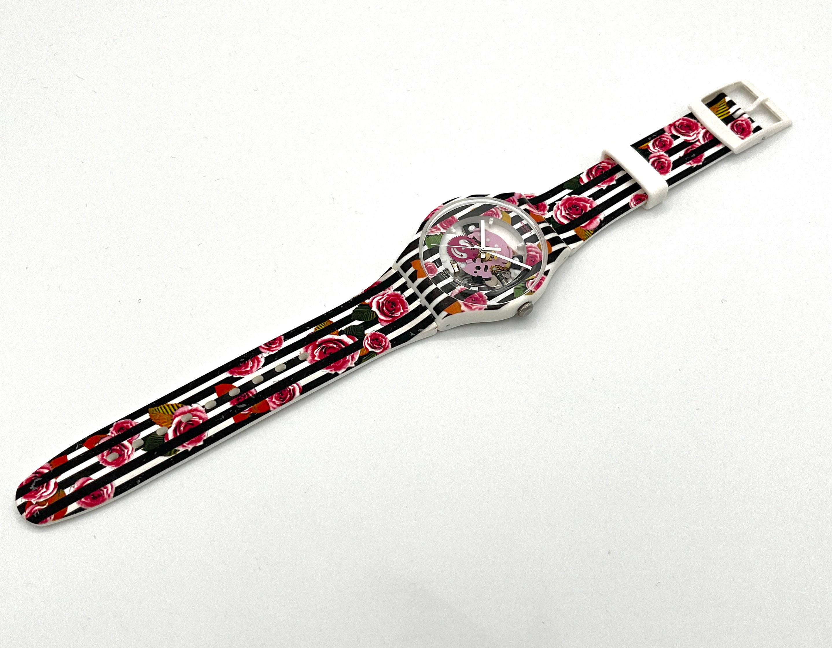 Swatch Rose Explosion SUOW110 – 41 mm – Mint   Valentine’s Gift Swiss Made Swatch ROSE EXPLOSION SUOW110 - 41mm Large Face - New in Box  main image 3