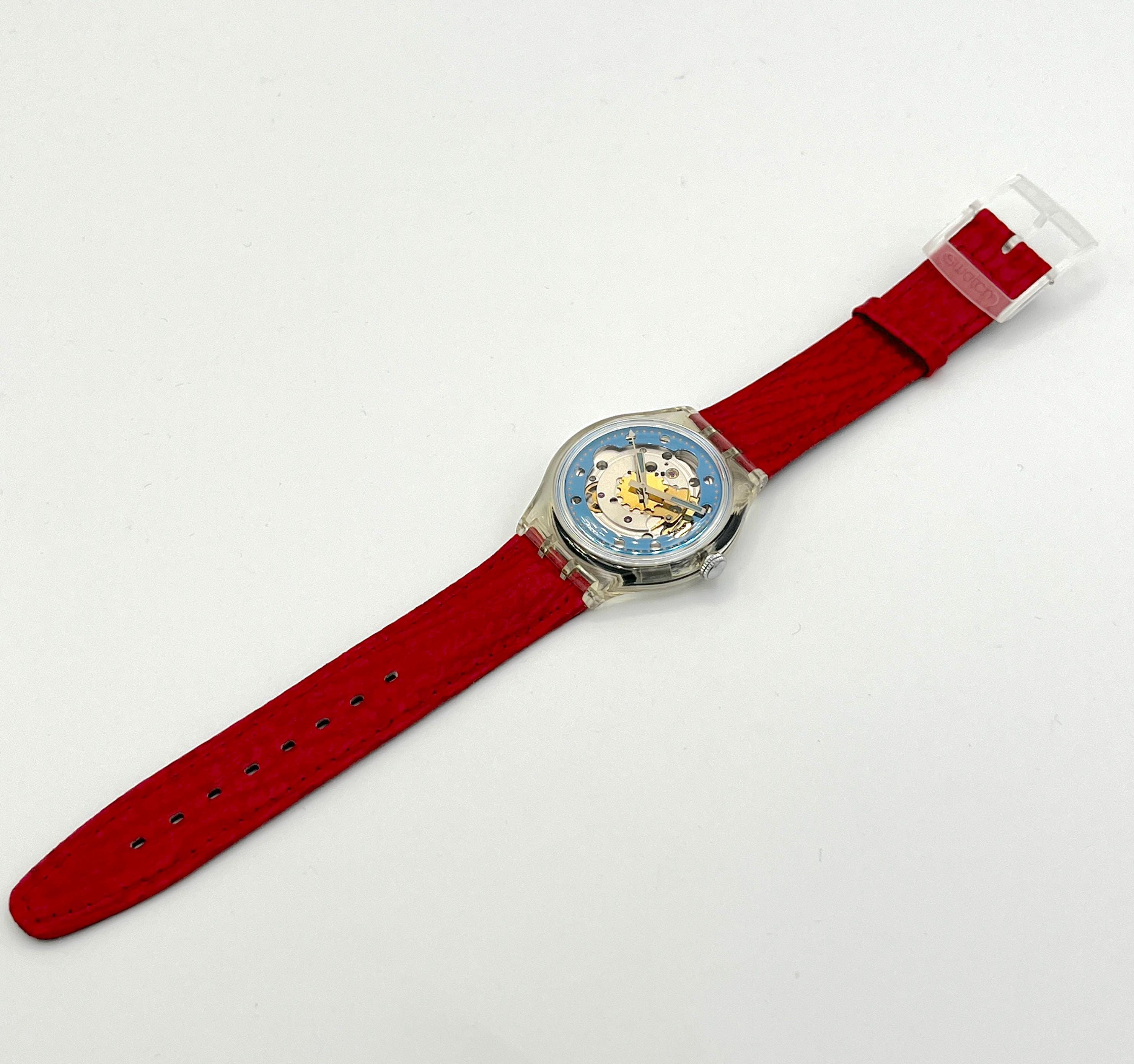 未使用 92年オートマチック 赤/透明 SAK101 スウォッチ Swatch 【公式 