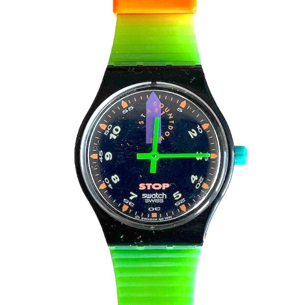 Swatch スウォッチ 初代ストップウォッチ JESS'RUSH SSB100 Yahoo!オークション - 未使用 初代ストップウォッチ 黒緑