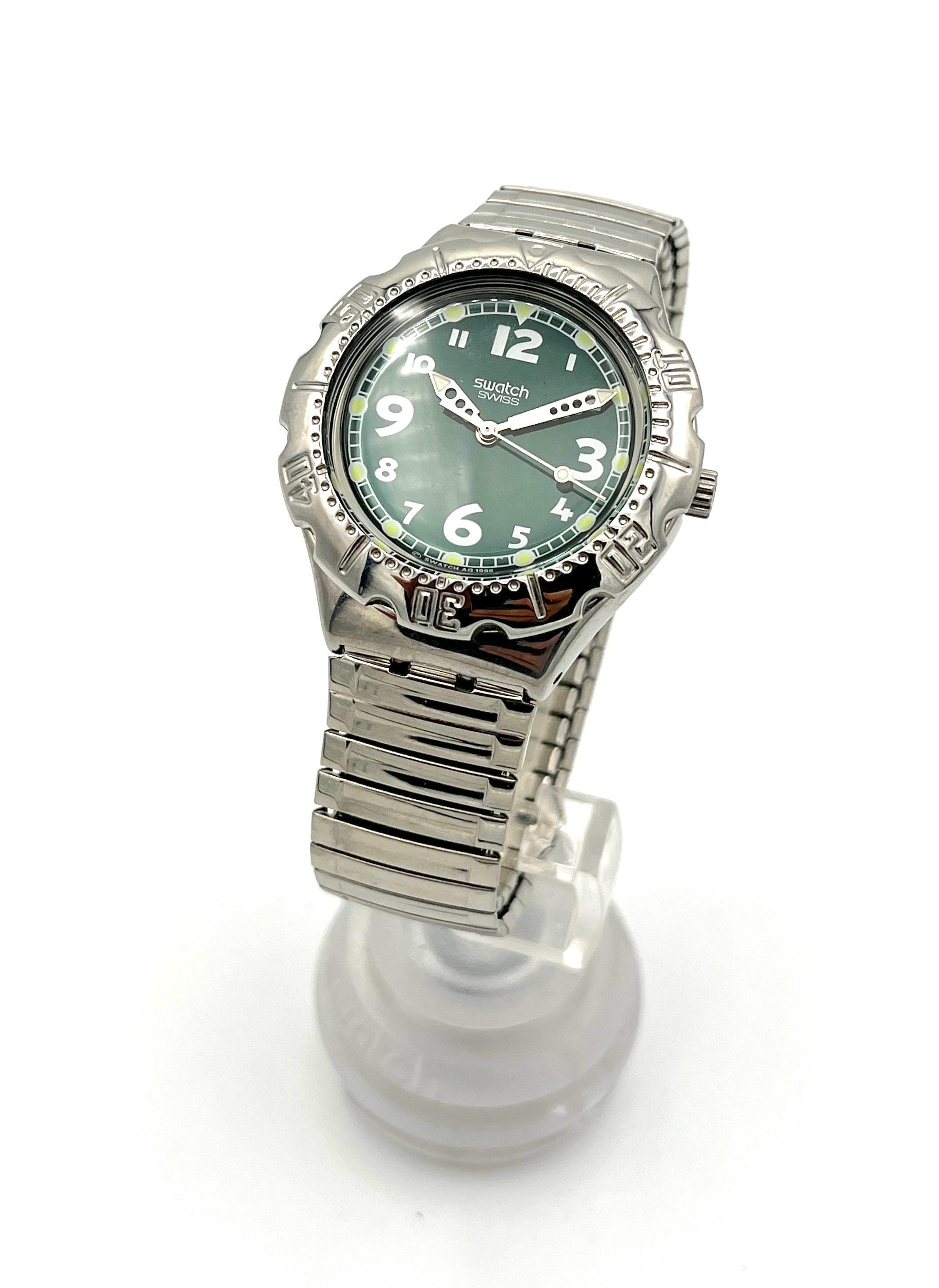 Vintage 1996 Swatch Irony Scuba GREEN DIP YDS105, Swiss Diver