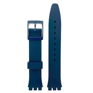 May include: A dark blue silicone watch strap with a buckle. The strap has a textured surface and is designed for a watch with a lug width of 20mm.
