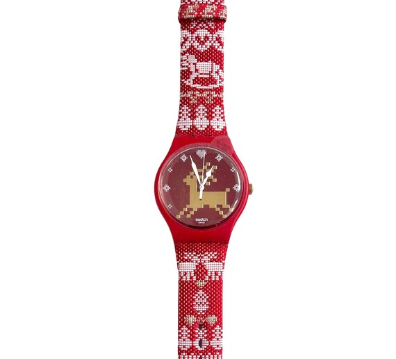 Swatch Red Knit SUOZ172S unisex watch for women men red