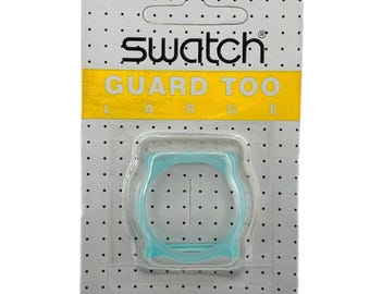 Vintage transparent turquoise Swatch GUARD TOO Large for 34mm dial watches - new in unopened blister