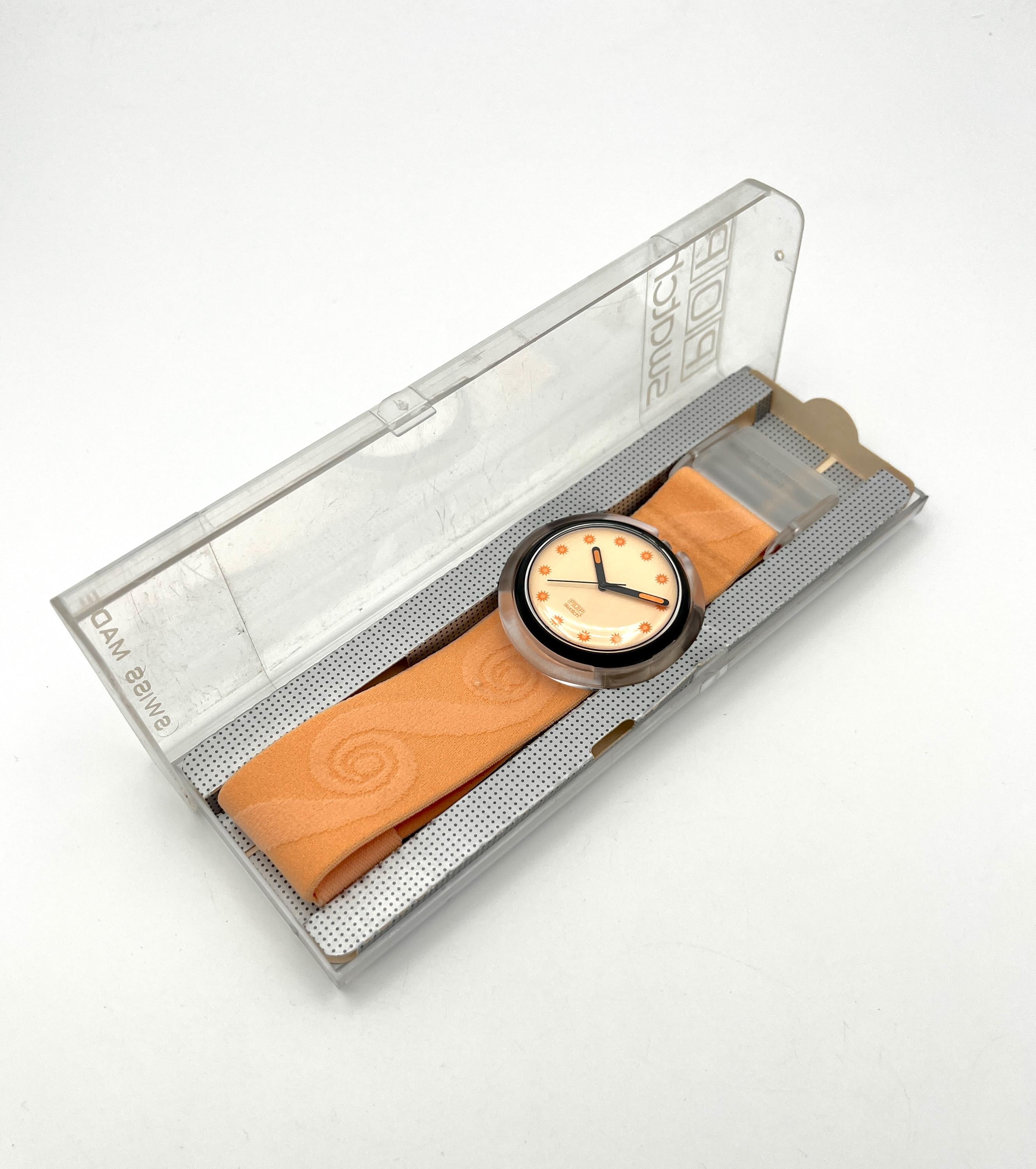 RARE Vintage Pop Swatch Watch 1992 - PWB167 - GRANATINA - with original box 1992 Pop Swatch GRANATINA PWB167 - Rare Vintage Peach  main image 2