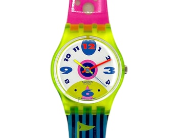 1992 Swatch Lady POLAR ICE LJ104 - unworn mint vintage condition - 25mm diameter - new in box