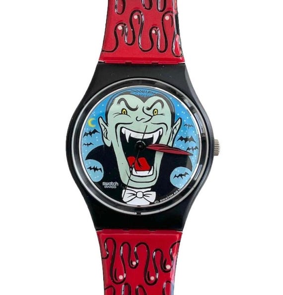 Vintage 1999 Swatch Gent Original CHAUVE-SOURIS GB190 Dracula