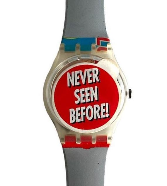 ヴィンテージ 1997 Swatch Gent NEVER SEEN BEFORE GK258 - 新品箱入り 