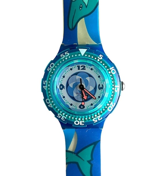 ヴィンテージ 1994 Swatch Scuba 200 PACIFIC BEACH SDN110 - 未使用の 