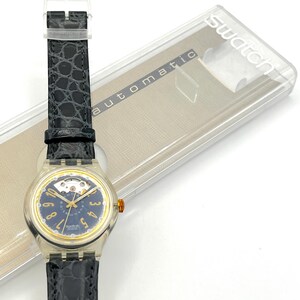 1993 Swatch Automatic NACHTIGALL SAK104 Vintage Swiss Mechanical Watch Black Blue Retro 90s image 9