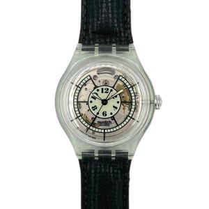 1994 Swatch Automatic SAG101 GRIN - oanvänd nyskick - 37 mm diameter - läderarmband - ny i låda