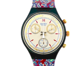 NEW : 1991 vintage Swatch Chrono GOLDFINGER SCM100 - unworn -mint 