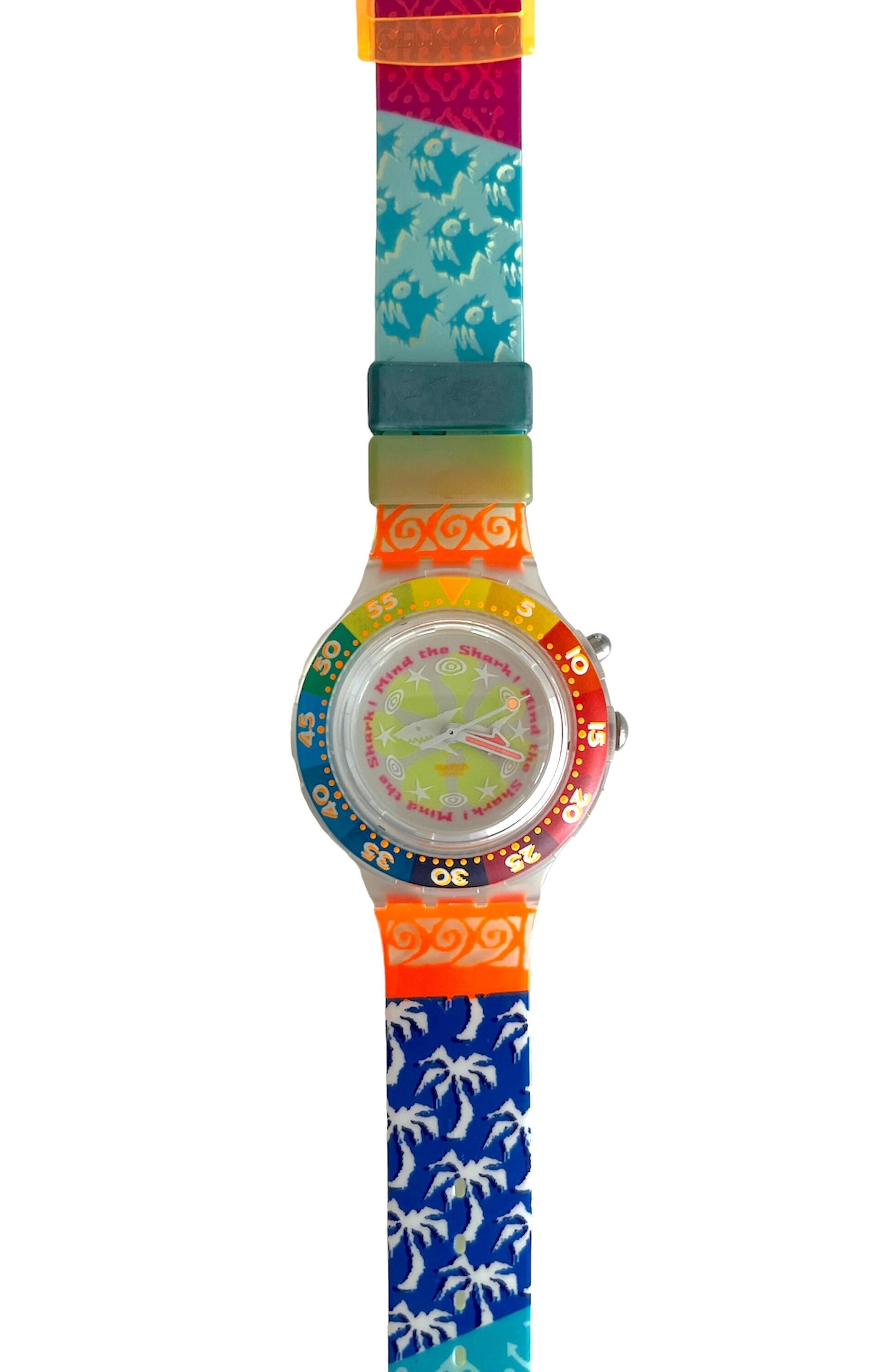 Vintage 1995 Swatch Scuba Loomi SDK902 MIND THE SHARK - 100% Mint 