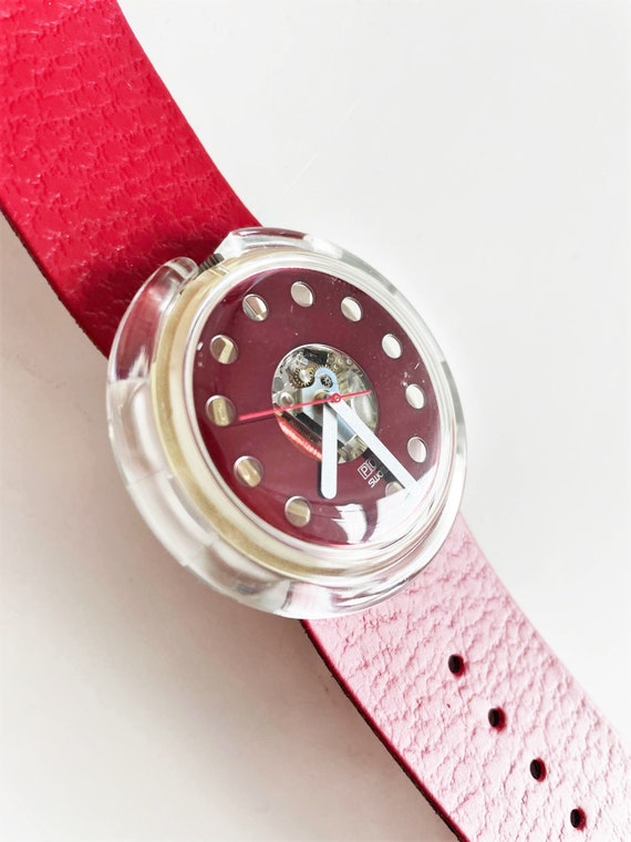 NEW in box from 1991 Pop Swatch PWK142 SECRET RED… - image 4