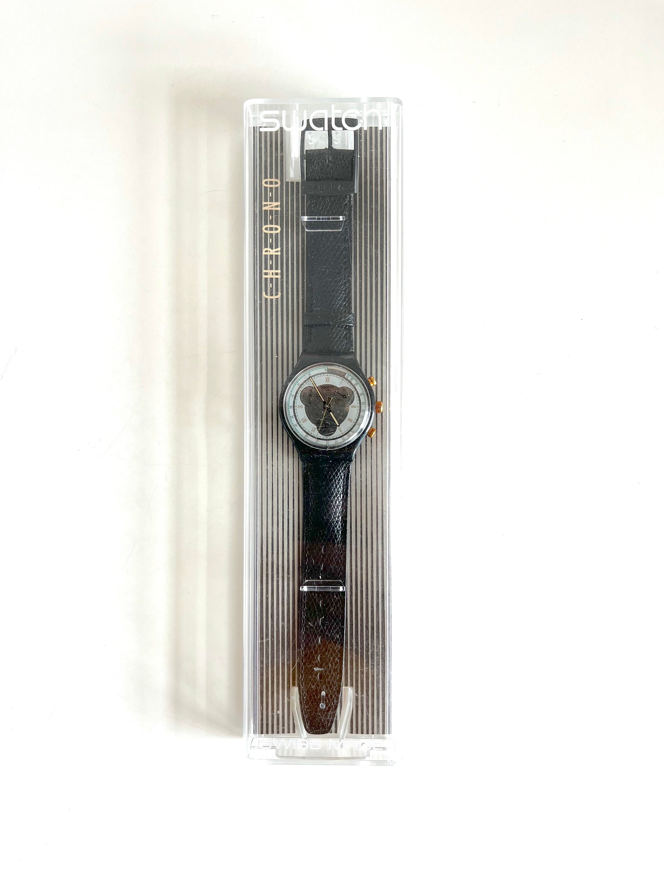 Vintage 1992 Swatch Chrono COLOSSAL SCB109 unworn mint condition running  with new battery 37mm diameter leather band new in box - Etsy Nederland