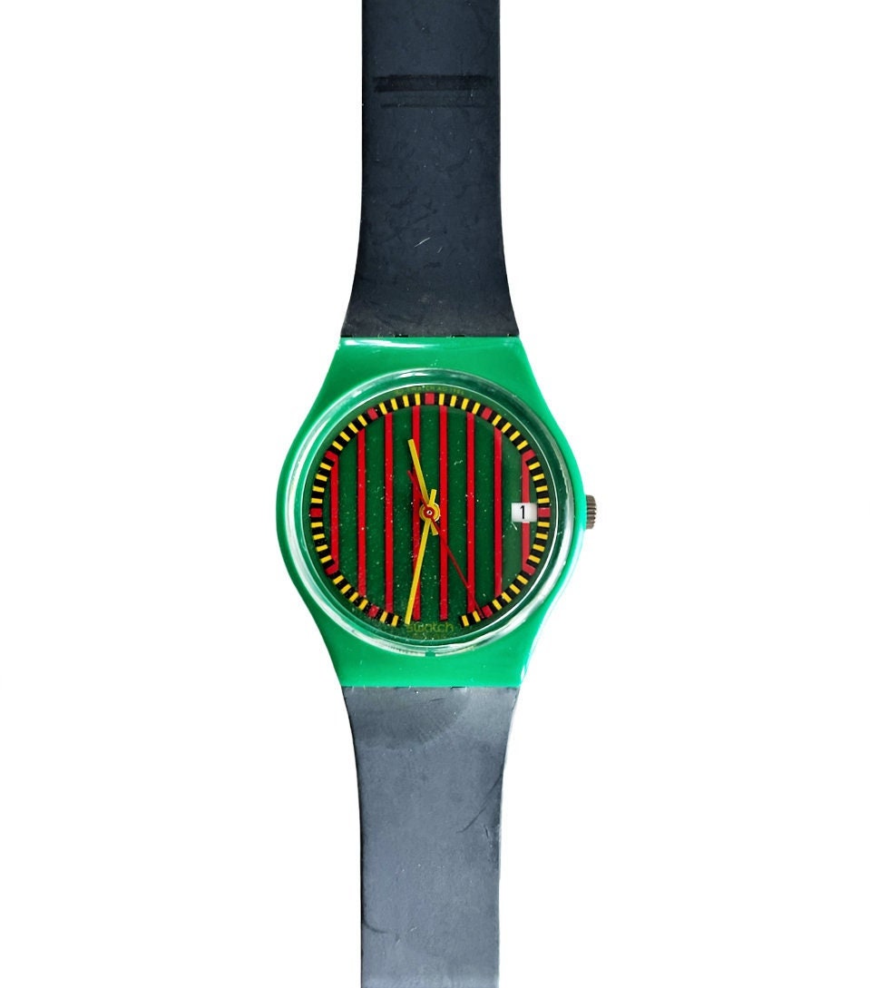 NEW: Rare Vintage 1986 Swatch Gent CLUB STRIPE GG401 - New  display picture 1