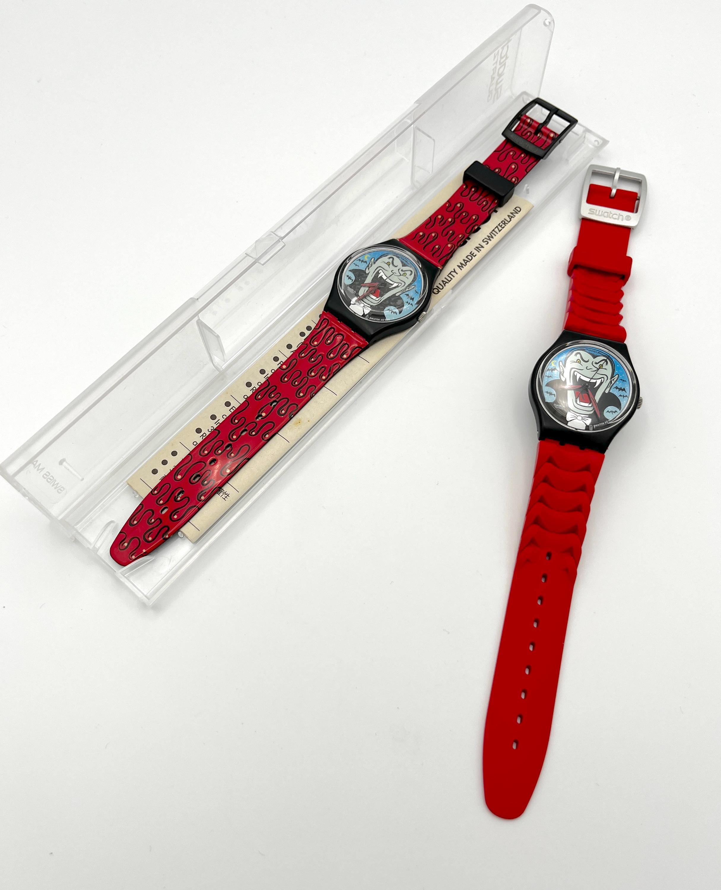 Vintage 1999 Swatch Gent Original CHAUVE-SOURIS GB190 Dracula