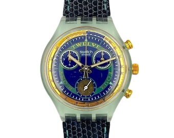 NEW : Vintage 1994 Swatch Chrono INSPYRAL SCG102 - Unworn - New in