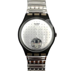 Vintage 1995 Swatch Flex SILVER PLATE GM129A - band size Medium / Large - unworn mint condition - 34mm diameter - new in box