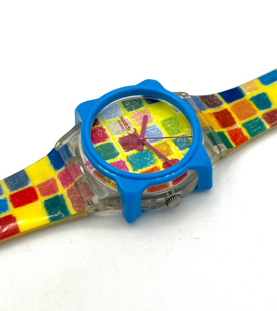 Vintage Blue Swatch GUARD TOO Large for 34mm Diameter 