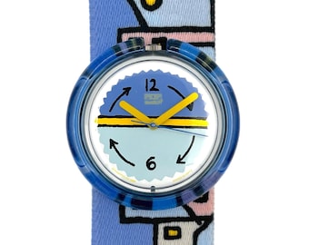 Vintage 1993 Pop Swatch KASBAHNIGHT PWN112 - unworn mint condition - running with new battery - 39mm - new in box
