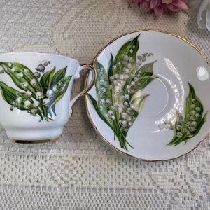 Regency LILY of the VALLEY Teacup and Saucer, Vintage Bridal Theme Tea Set