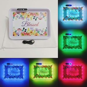  LED Light Up Rolling Tray, Decorative Serving Food Tray,  Vanity, Jewelry Holder, Limited Edition, Stockton, White : Home & Kitchen