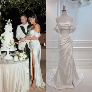 Custom plain wedding dress. Lace tiered wedding dress. Dance wedding dress.